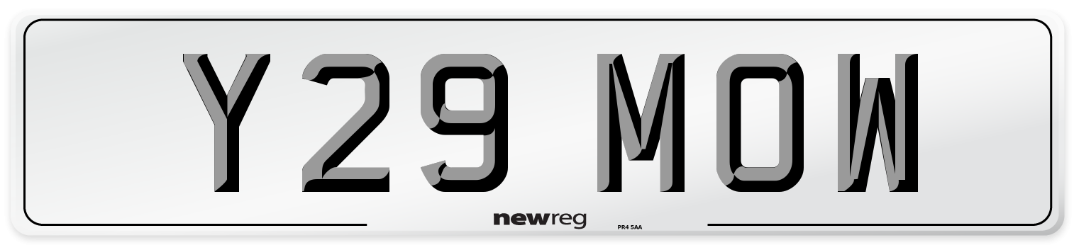 Y29 MOW Number Plate from New Reg